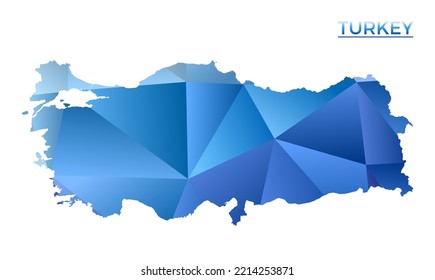 Vector polygonal Turkey map. Vibrant geometric country in low poly style. Creative illustration for your infographics. Technology, internet, network concept.