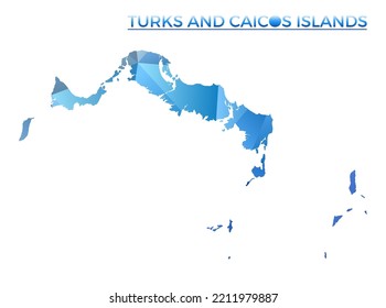 Mapa de vectores de las Islas Turcas y Caicos. Isla geométrica vibrante con un estilo de polos bajo. Potente ilustración para sus infografías. Tecnología, Internet, concepto de red.