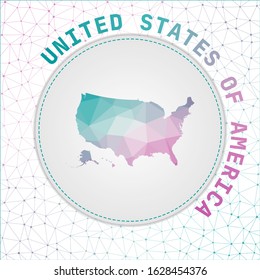 Vector polygonal USA map. Map of the country with network mesh background. USA illustration in technology, internet, network, telecommunication concept style. Stylish vector illustration.