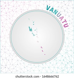 Mapa vectorial poligonal de Vanuatu. Mapa del país con fondo de red. Ilustración de Vanuatu en tecnología, Internet, red, estilo conceptual de telecomunicaciones. Increíble ilustración vectorial.