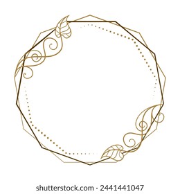 Vector polygonal vintage style frame with floral decoration.