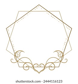 Vector polygonal vintage style frame with floral decoration.
