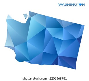 Vector polygonal Washington map. Vibrant geometric US state in low poly style. Attractive illustration for your infographics. Technology, internet, network concept.