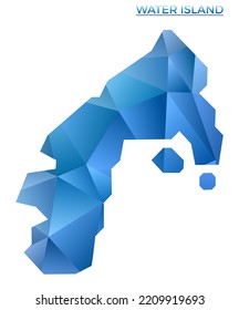 Vector polygonal Water Island map. Vibrant geometric island in low poly style. Amazing illustration for your infographics. Technology, internet, network concept.