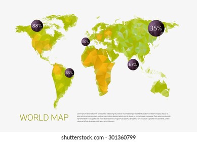 Vector polygonal world map.