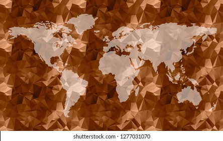 Vector polygonal world map background.  Low poly art