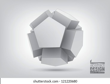 Vector polyhedron with pentagonal extrude faces for graphic design. You can change colors