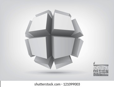 Vector polyhedron with rectangular extruded faces for graphic design. You can change colors