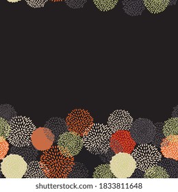 Vector pom pom bobble seamless pattern, trendy color, fall 2020, grey, orange, black, almond, wine red. Repeating pattern, pom pom bordure.