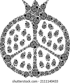 Vector Pomegranate fruit icon mosaic. Pomegranate fruit mosaic is composed with randomized recursive Pomegranate fruit parts. Recursive mosaic for Pomegranate fruit icon.