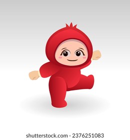 Vector Pomegranate fruit kawaii cartoon character vector funny Pomegranate  fruit kawaii illustration