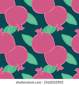 Vector Pomegranate Seamless Pattern. Citrus Pomegranate Repeat pattern, great for textile, wallpaper, packaging, backdrop, background, paper designs