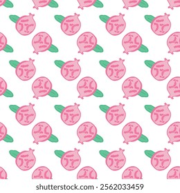 Vector Pomegranate Seamless Pattern. Citrus Pomegranate Repeat pattern, great for textile, wallpaper, packaging, backdrop, background, paper designs