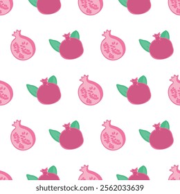 Vector Pomegranate Seamless Pattern. Citrus Pomegranate Repeat pattern, great for textile, wallpaper, packaging, backdrop, background, paper designs