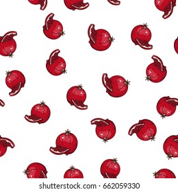 Vector pomegranate seamless pattern. Hand drawn fruit illustration for backgrounds, texture, food packaging design