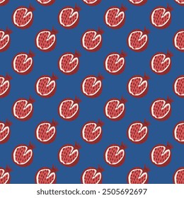 Vector pomegranates hand drawn flat seamless pattern.