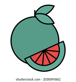  Vector Pomelo Filled Outline Icon Design

