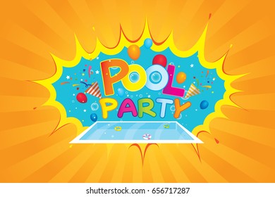 Vector of pool party invitation and design elements.