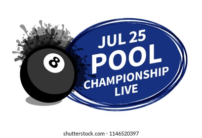 Vector pool snooker billiard sport scoreboard spotlight background place for copy text ad. Banner, flyer, poster, TV concept design brush doodle flat style isolated illustration.