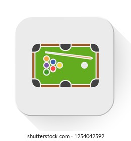 Vector Pool Table Icon. Flat Illustration Of Billiard. Billiard Table Isolated On White Background. Leisure Sign Symbol - Gambling