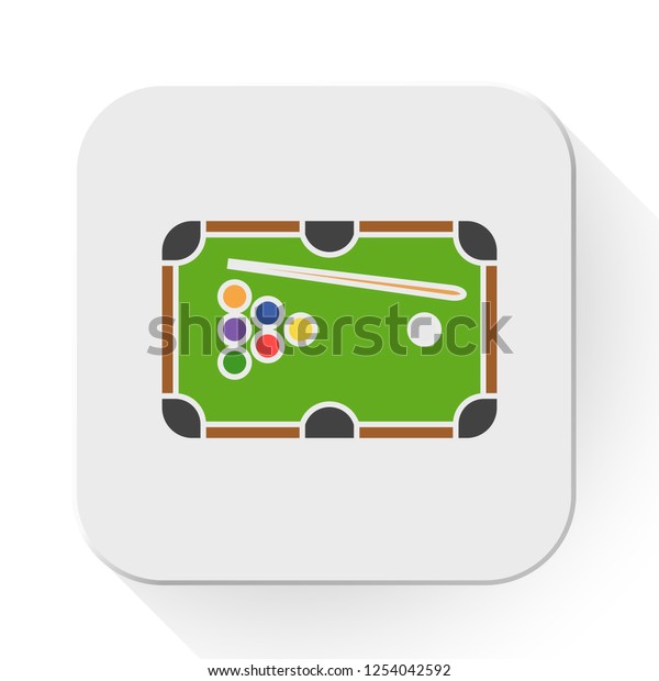 ベクター プール テーブルのアイコン ビリヤードの平らなイラスト 白い背景にビリヤードテーブル レジャー記号 ギャンブル のベクター画像素材 ロイヤリティフリー