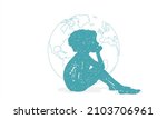 Vector of Poor Staring Hungry Orphan Child. World War Refugee Kid, Street Beggars. Editable Illustration.