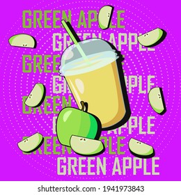 Vector pop art apple juice or cocktail