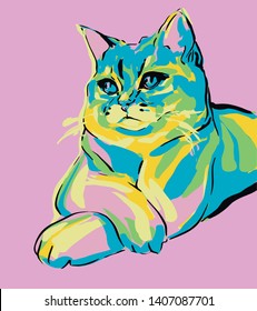 vector pop art cat, poster art