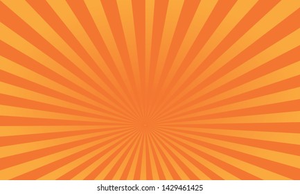 Vector pop art colorful rays background. Yellow and orange