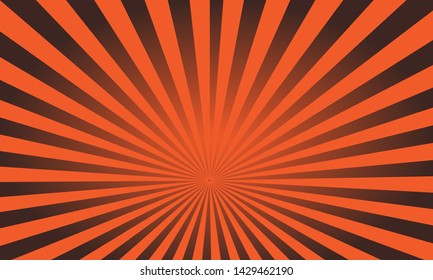 Vector pop art colorful rays background. Black and orange