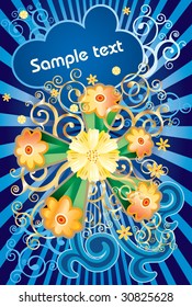 flores de arte pop vectorial en azul