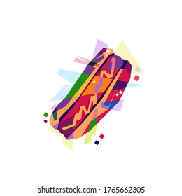 hot dog de arte pop vectorial con color completo