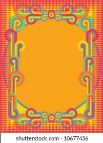 A vector pop art style frame with half-tone dot border. Elements are on separate layers for easy editing.