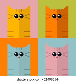 Vector pop art stylization colorful cats. Eps10