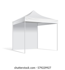 Vector Pop Up White Realistic Tent For Outdoor Event. Illustration Isolated On White Background Vector