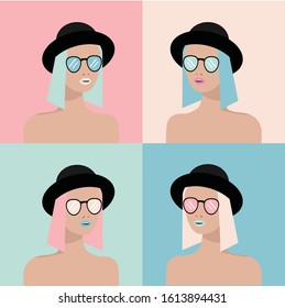 Vector pop-art collage of various images with girls 