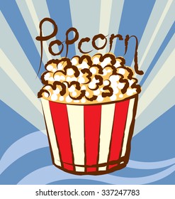 vector popcorn with calligraphic inscription