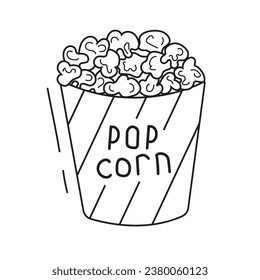 Vector popcorn illustration. Doodle. Isolated on white background.