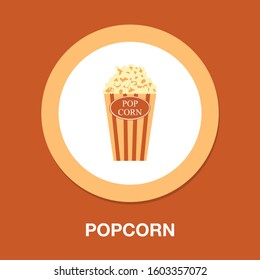 vector popcorn illustration isolated, movie cinema symbol - entertainment sign