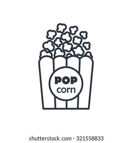 Vector Popcorn Outline Icon. Food Symbol