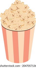 Vector popcorn in a red striped bucket box.