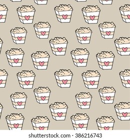 vector popcorn seamless pattern