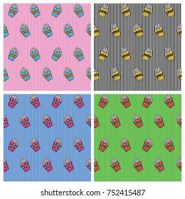 Vector Popcorn and stripe background