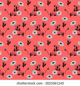 Vector - poppies flower variation seamless pattern as a watercolor illustration with leaves.