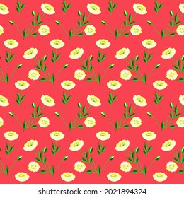Vector - poppies flower variation seamless pattern as a watercolor illustration with leaves.