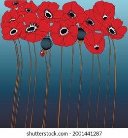 Vector. Poppies are flowers of sun and joy. 