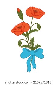Vector poppy. Bouquet of wild poppies. Composition of red poppies.