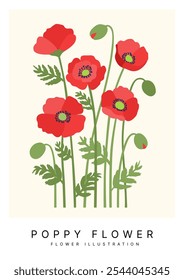 vector poppy flower abstract background design, card  and template design