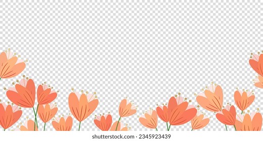 borde de flores de amapola vectorial, Escherzia. elementos florales aislados en un fondo transparente. marco de primavera y verano