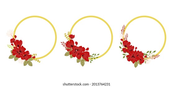 Vector poppy frame in the shape of circle.